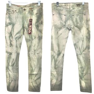 🆕 1st Kiss Green & Cream Tie Dye Ripped Distressed Skinny Jeans Juniors Size 3
